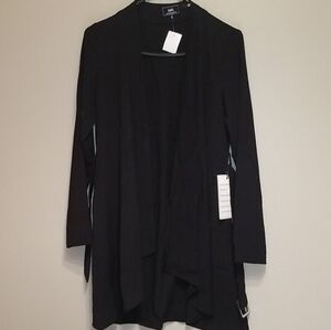 Black waterfall belted duster